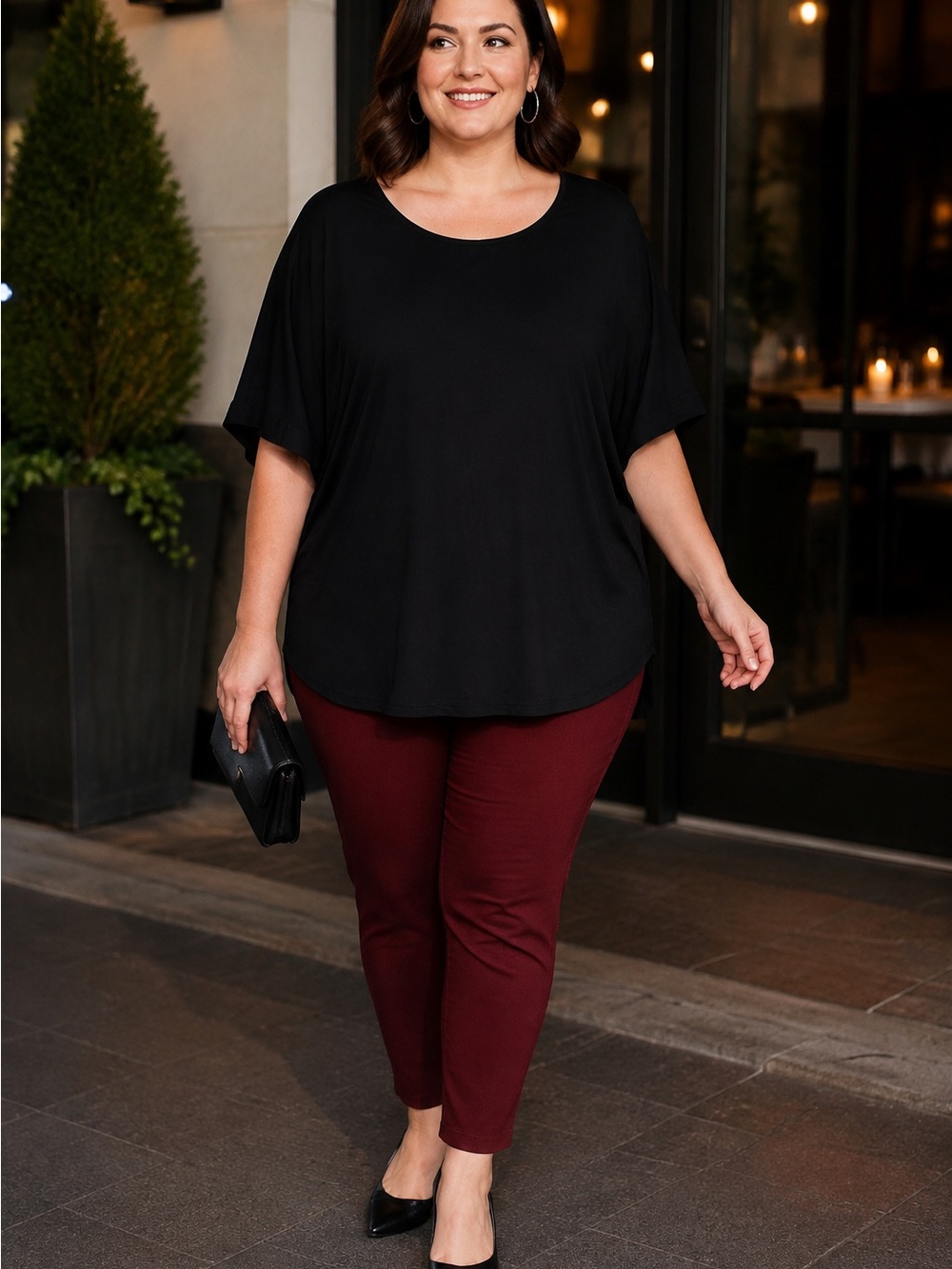 NWT Shiela Rose Women’s XL Black Dolman Sleeve Oversized Tunic Top